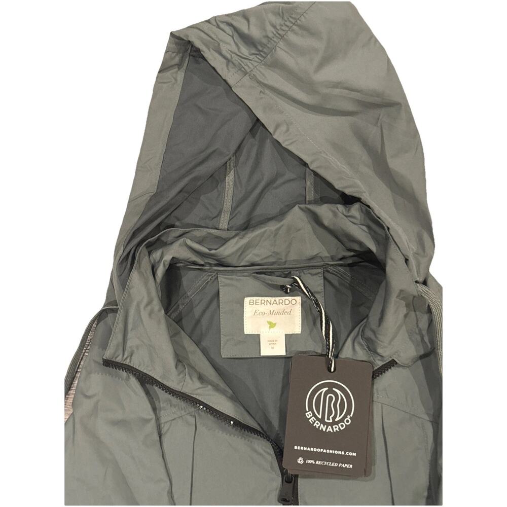 NEW Bernardo Eco-Minded Hooded Lightweight Jacket Women’s Medium Green Zip Front - Picture 5 of 9